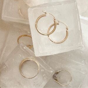 Vintage 14k Estate Sale Classic Solid Gold Hoop Earrings